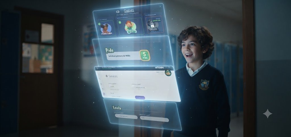 Estudiante administrando sus Witkis: enviar, pedir, servicios y juegos