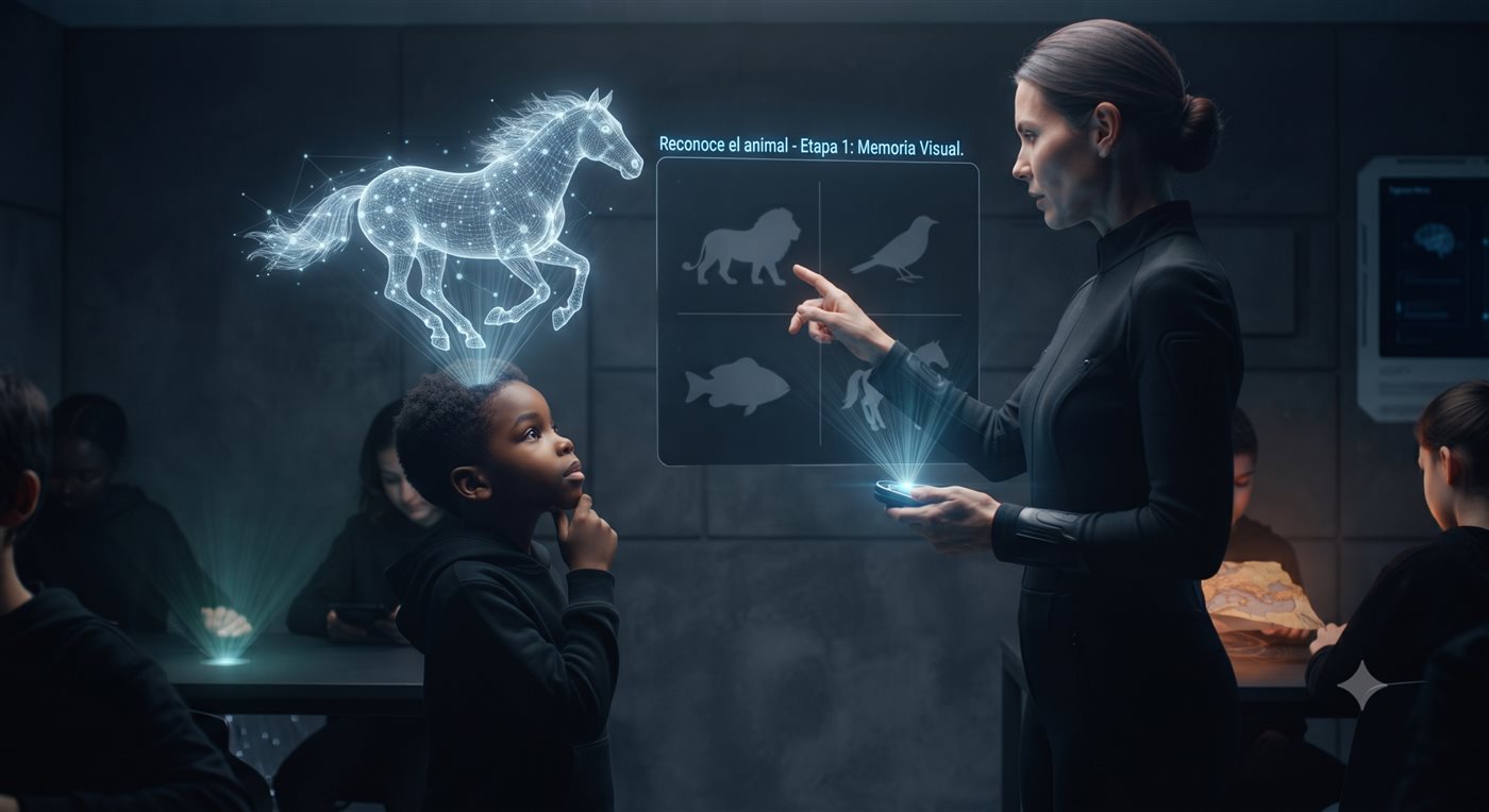 Estudiante reconociendo un animal — Etapa 1: memoria visual