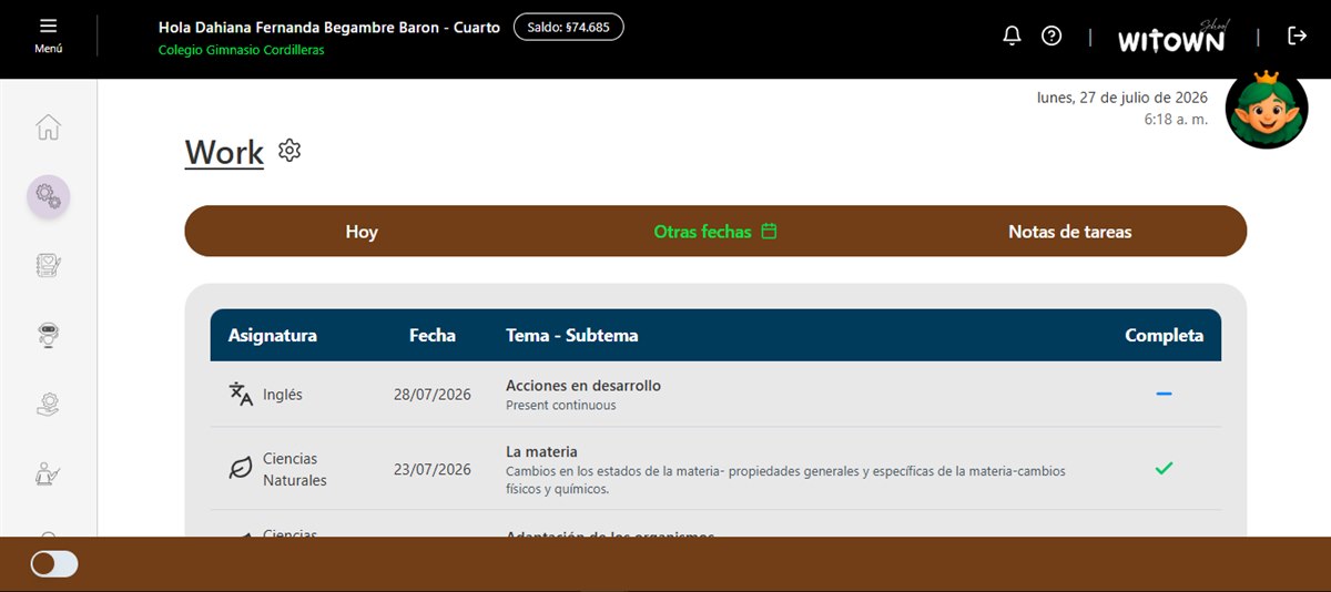 Interfaz de Work — gestión de tareas